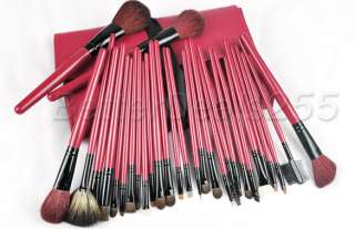 Pro Deluxe Mineral Make Up Brush & Bag 30pcs Red &Black  
