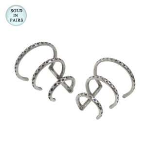    Sterling Silver Ear Cuffs Three Ring Design   E 44: Jewelry