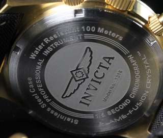 Invicta Mens Military Collection Chronograph Gold Tone Case Black Dial 