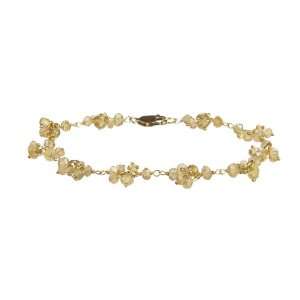 Gold Plated Sterling Silver Linked Chain and Citrine Cluster Bracelet 
