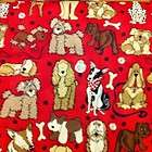 13 X 43 Wide Dog Fabric Red Dogs Poodle Chihuahua Hound Dalmation 