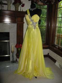 Jovani 111042 Yellow Chiffon Lustrous Pageant Gown Dress 10  