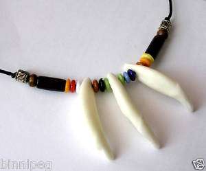 Genuine 3 Wolf Tooth Fang String Necklace GIFT BOXED  