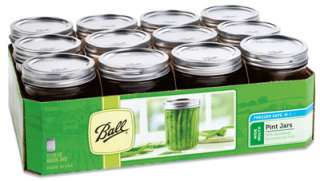 Ball 12 Pack Pint Wide Mouth Mason Jars With Closures  