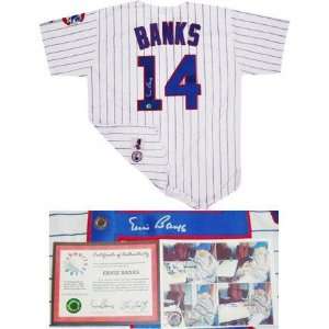  Ernie Banks Chicago Cubs Autographed Replica Home Jersey 