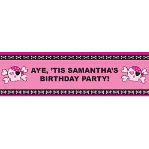 Pink Skull Personalized Birthday Banner Large 30 x 100