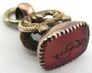 Antique Gold Watch Chain Wax Seal Fob, Sunday.  