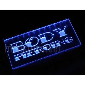  Blue LED Body Piercing Sign for Tattoo Shop Neon NEW 