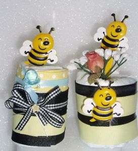 BUMBLE BEE BABY DIAPER CUPCAKES SHOWER GIFT TOPPER CAKE  