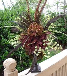 Flower Floral Arrangement Feather Pheasant Table Centerpiece Tall Luxe 