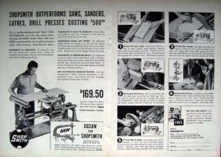 1950 SHOPSMITH Original 2 Page AD 5 TOOL MACHINE LATHE  