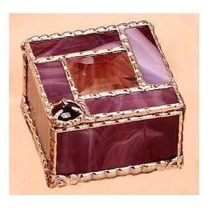  Rich Mauve Stained Glass Box w/ Center Bevel