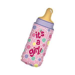   Girl Pink Baby Bottle Large 36 Mylar Balloon: Health & Personal Care