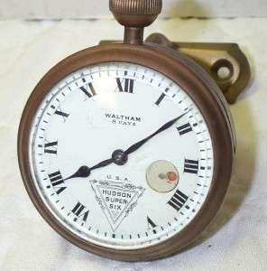 Antique Waltham 8 Day Car Clock Hudson Super Six with Bronze Mounting 