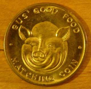 Vintage c.1960s Gus Good Food Matching Coin. The restaurant was 