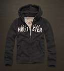 NWT HOLLISTER Mens Crescent Bay Full Front LOGO Zip Up Hoodie 