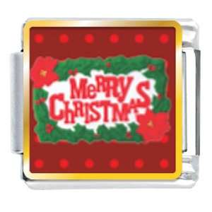  Merry Christmas And Holly Italian Charms Bracelet Link 