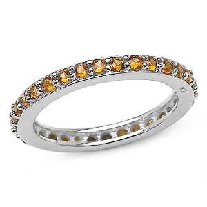  1.25 Carat Genuine Orange Sapphire Sterling Silver Ring Jewelry