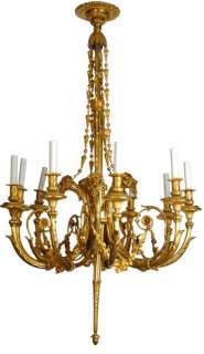 Antique Louis XV Style Gilt Bronze 10 Light Chandelier  