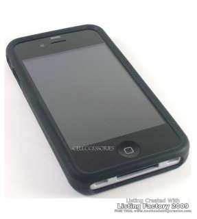 BLACK COVER SKIN CASE+SCREEN PROTECTOR FOR IPHONE 4 4G  