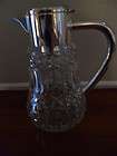   SILVERPLATE 80 OZ CUT CRYSTAL PITCHER JUG EWER WITH COOLING TUBE