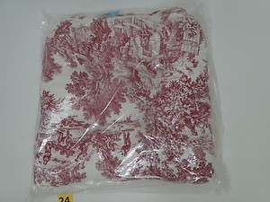   795953 Victoria Park Toile Cushioned Chair Pad Red Cotton Shell  