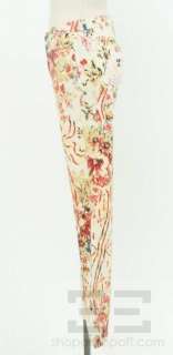 Just Cavalli Cream & Floral Print Straight Leg Pants Size 26/40  