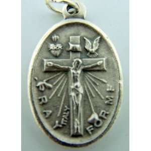  Pray for Me Crucifix Sacred Heart Gilded 1 Medal Pendant 