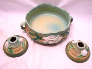 ROSEVILLE BUFFET SET GARDENIA 651 CANDLE BOWL POTTERY  