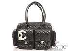 Chanel Black White Pink Cambon Reporter Leather Quilted Stitch Tote 