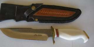 Alan Gerber heavy, sharp hunting knife with llama or vicuna etched on 