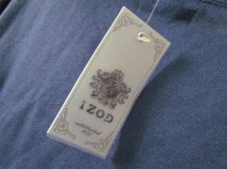 IZOD New Navy Blue Grey Argyle V Neck Cotton Long Sleeve Sweater Top 