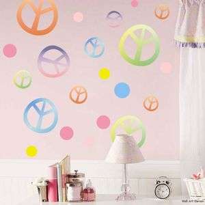 Peace Signs Polka Dots Girls Dorm Wall Sticker Decals  