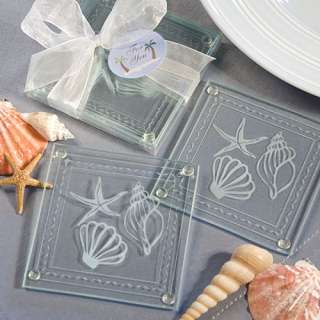   your event with these beach themed glass coaster sets as your favors