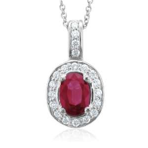  14k White Gold Natural Ruby and Diamond Necklace (G, SI2 