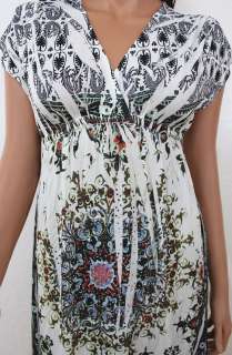 dress with a printed sublimation floral pattern, V neckline, elastic 