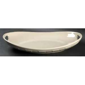 Longaberger Woven Traditions Ivory 14 Oval Handled Tray, Fine China 