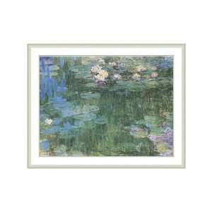  Monet Framed Art White and Purple Water Lilies 1918