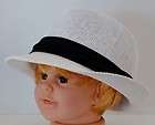 Brand New Baby Childrens Fedora Brim Hat Cap White Straw Toddler Dress 
