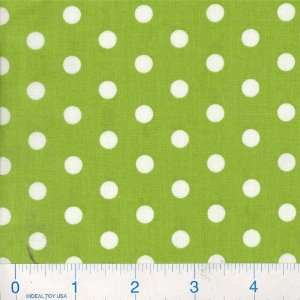  58 Wide Polka Dots Lime/White Fabric By The Yard: Arts 