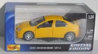 2003 Dodge Neon SRT 4 yellow diecast 1:24 Maisto Special Edition NIP 