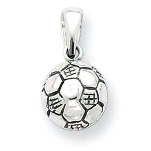  Sterling Silver Antiqued Soccer Ball Pendant: Jewelry
