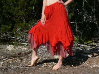   Skirt Renaissance Pirate Fairy Boho Belly Dancer Blood Red  