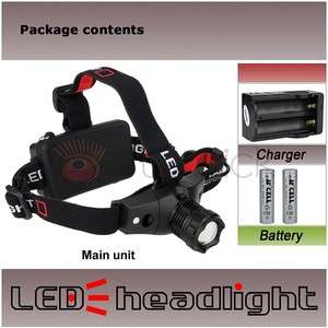18650 Headlight 5W CREE LED HEADLAMP FLASHLIGHT +Charger  