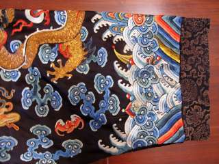 Antique Chinese Hand Embroidered Needlework Dragon Textile Jacket Robe 
