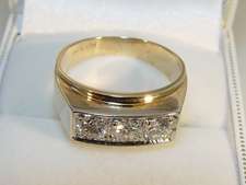 Mens 14K Yellow Gold 1.00TDW 3 Diamond Ring   GIA Appraised $4,665.00 