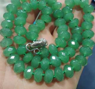 6x10mm Green Faceted Emerald Necklace 18  