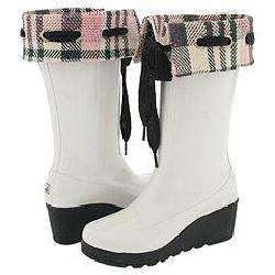 Sperry Top Sider Pelican Wedge Sadie Rubber Boot Winter White Plaid 