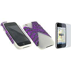 Apple iPhone 3GS/ 3G White/ Purple Zebra Shell Case  Overstock