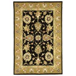   Tabriz Black/ Gold Wool and Silk Rug (4 x 6)  Overstock